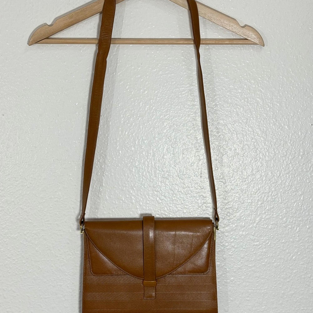 vintage brown leather shoulder crossbody bag Gallery Originals Sophisticated - Picture 13 of 15
